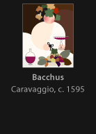Bacchus, painted by Caravaggio, version by Miguel Cardil