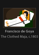 The Clothed Maja, painted by Goya, version by Miguel Cardil