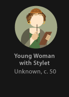 Young Woman with Stylet, painted by anonimous, version by Miguel Cardil